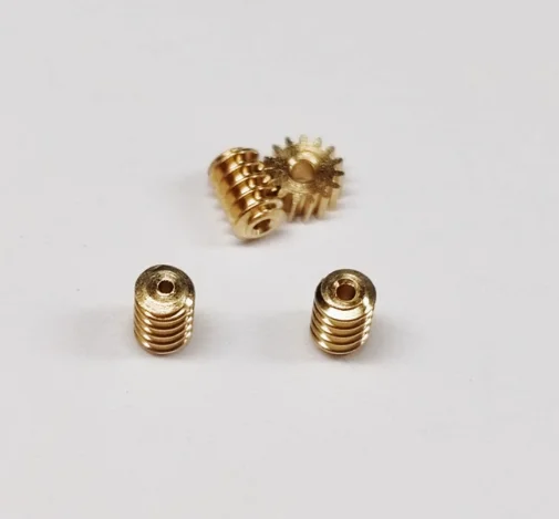 2pcs Hole 0.7 0.2 Mold 15 Teeth Worm Gear Brass 90 Degree Transmission Reduction Small Module Static Change Gear