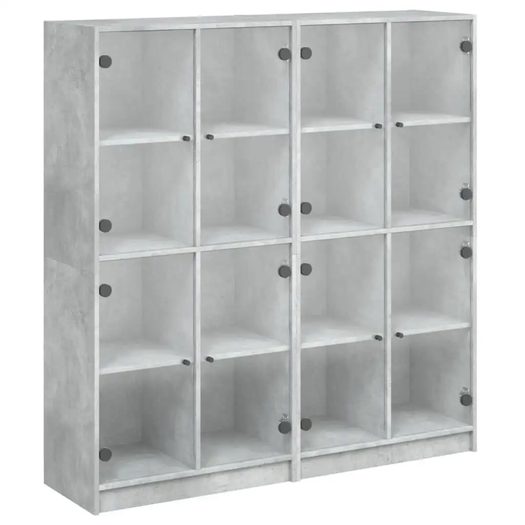 vidaXL Bibliothèque avec portes gris béton 136x37x142 cm