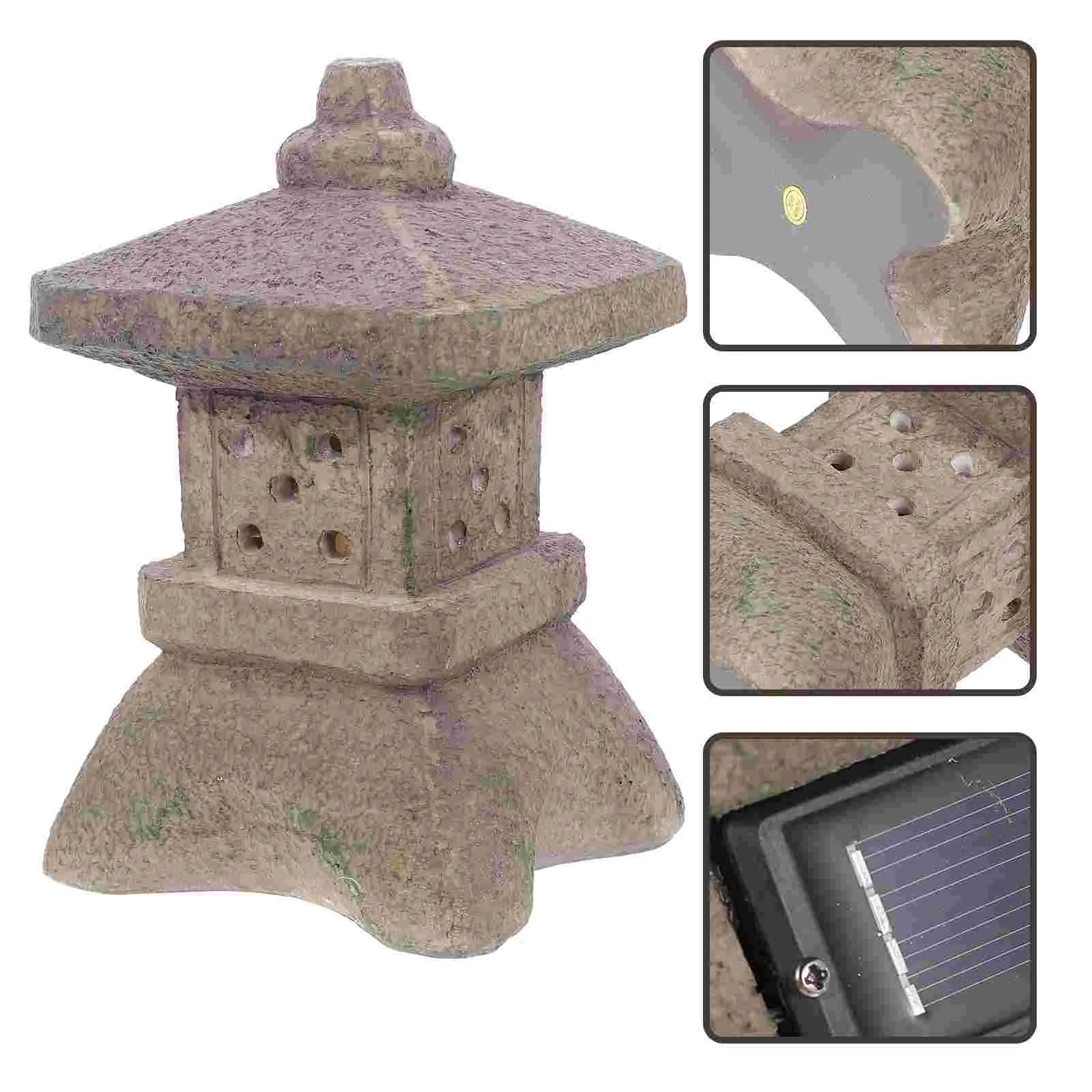 

Stone Tower Solar Light Garden Ornaments Pagoda Outdoor Lantern Decor Sculpture Scene Resin Craft Landscape Lights Zen