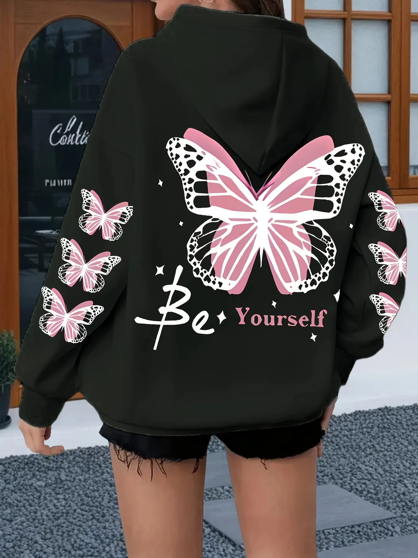 Sweat-shirts à capuche imprimés décontractés pour femmes, rose avec motif, texte d'expression personnelle, idéal pour le quotidien, la maison et les activités de plein air