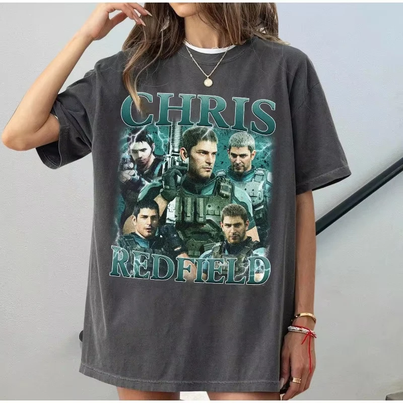 Chris Redfield Game Printed Women's T-shirt Unisex Cotton Casual Street Style T-shirt