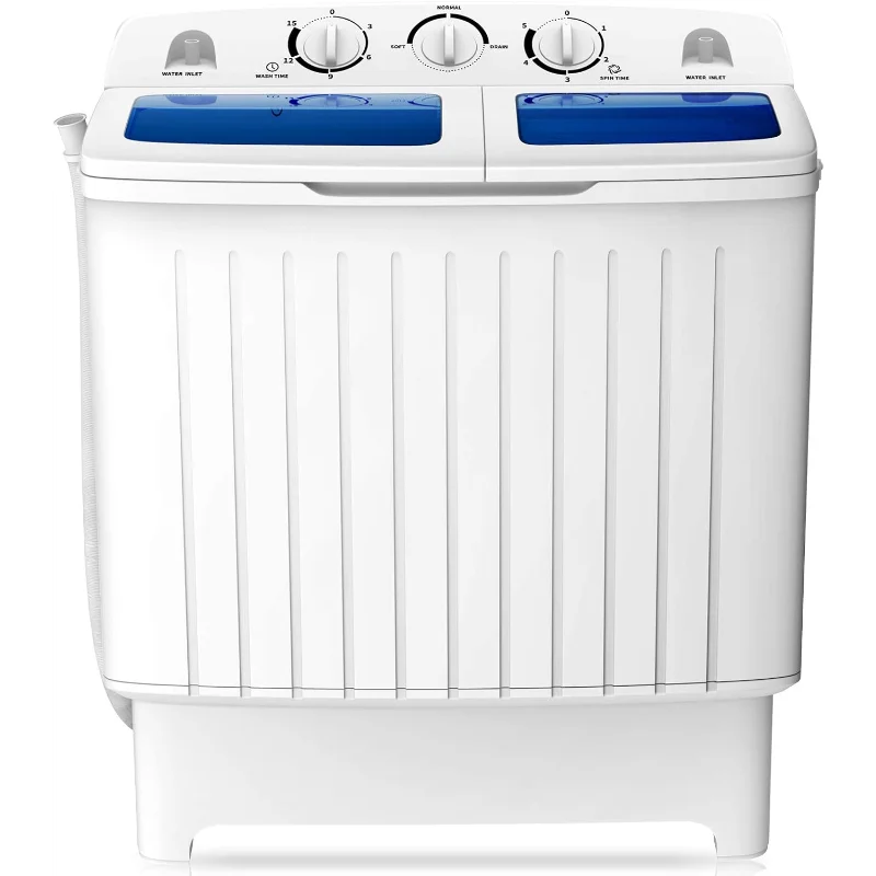 COSTWAY Portable Washing Machine, Twin Tub 20 Lbs Capacity, Compact Laundry Washer(12 Lbs) and Spinner(8 Lbs), Durable Design