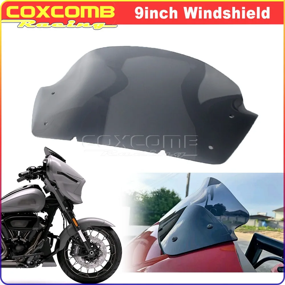 

Motorcycle 9" Fairing Wind Deflector Windshield Windscreen Plate For Harley Street Glide Ultra FLHXU CVO FLHXSE 2023 24 25 2026+