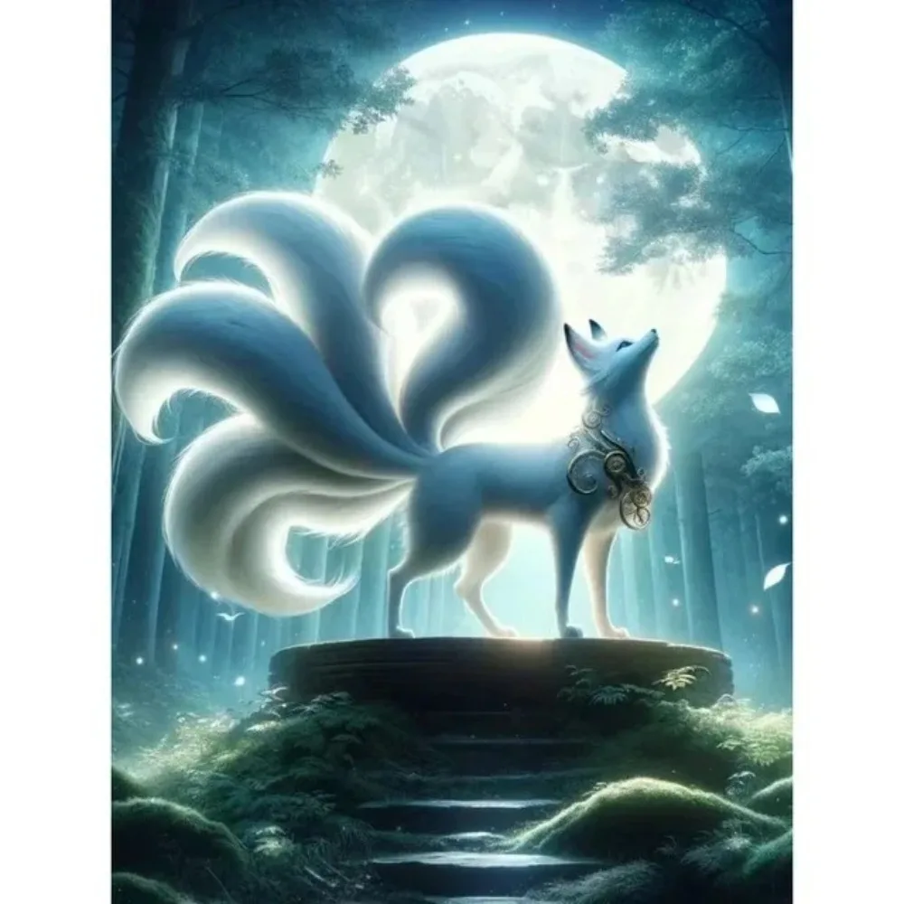 

500/1000/1200/2000PCS Puzzles for Adults Night Moon White Nine Tailed Fox Jigsaw Puzzles Educational Puzzles Gifts Home Decor