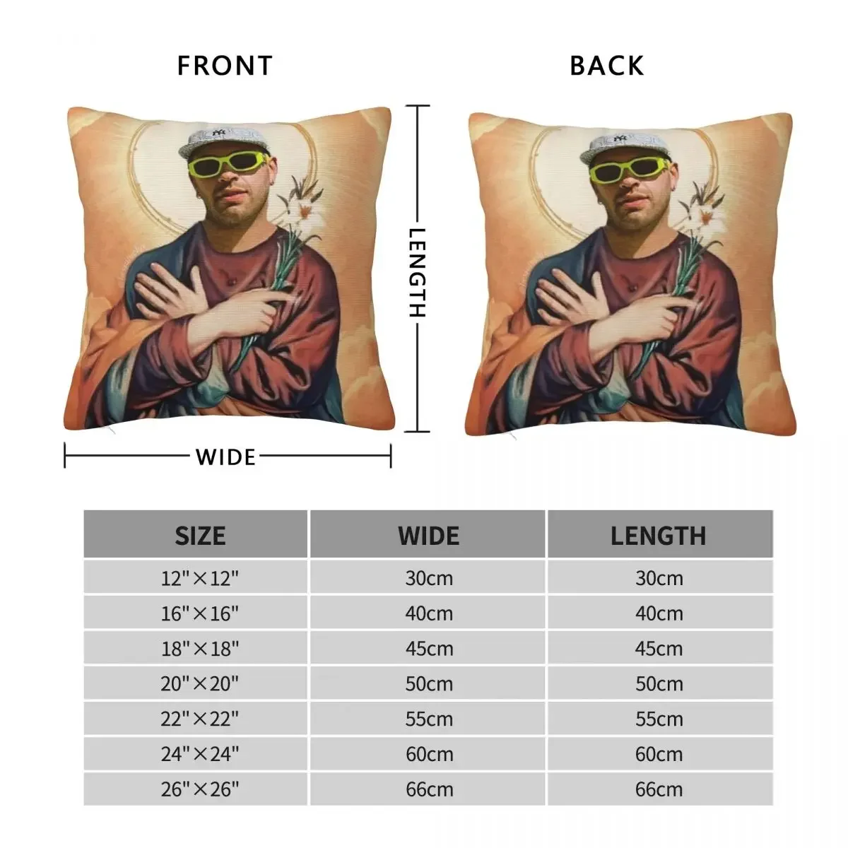 San Ferxxo Feid Glasses Pillowcase Soft Polyester Cushion Cover Gift Funny Jesus Pillow Case Cover Car Zippered 40*40cm