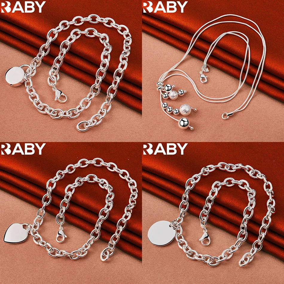 

URBABY 925 Sterling Silver 45cm Geometric Necklace For Men Charm Trend Birthday Gifts Fashion Party Fine Jewelry