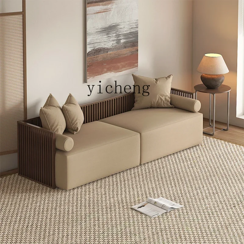 L31 New Chinese Solid Wood Sofa Double Triple Sofa Hotel Clubhouse Tea House Living Room Model Room