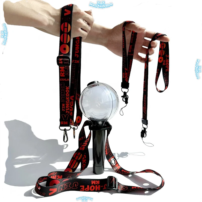 Correa de hombro ajustable para Lightstick de concierto BTS, cordón cruzado, soporte para teléfono y tarjetas, bolsa para fans de conciertos Kpop, cadena de cuentas