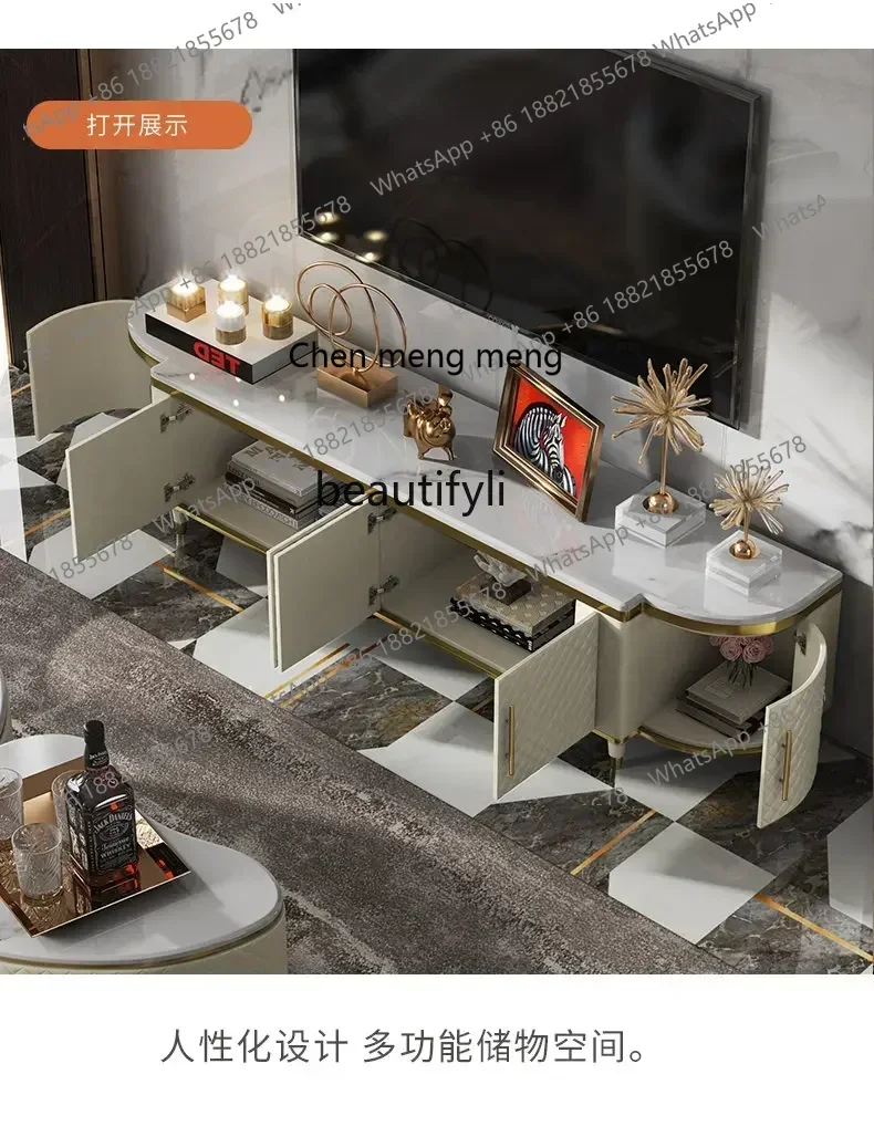

X A Light Luxury TV Cabinet Modern Fashion Living Room Floor Cabinet Home Bedroom Marble Italian TV Stand