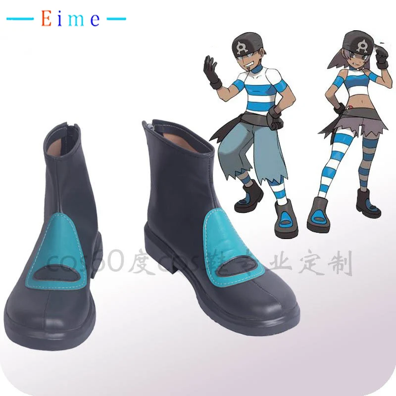 

Team Aqua Cosplay Shoes Game Cosplay Props Accessories PU Leather Shoes Halloween Carnival Party Boots Custom Made