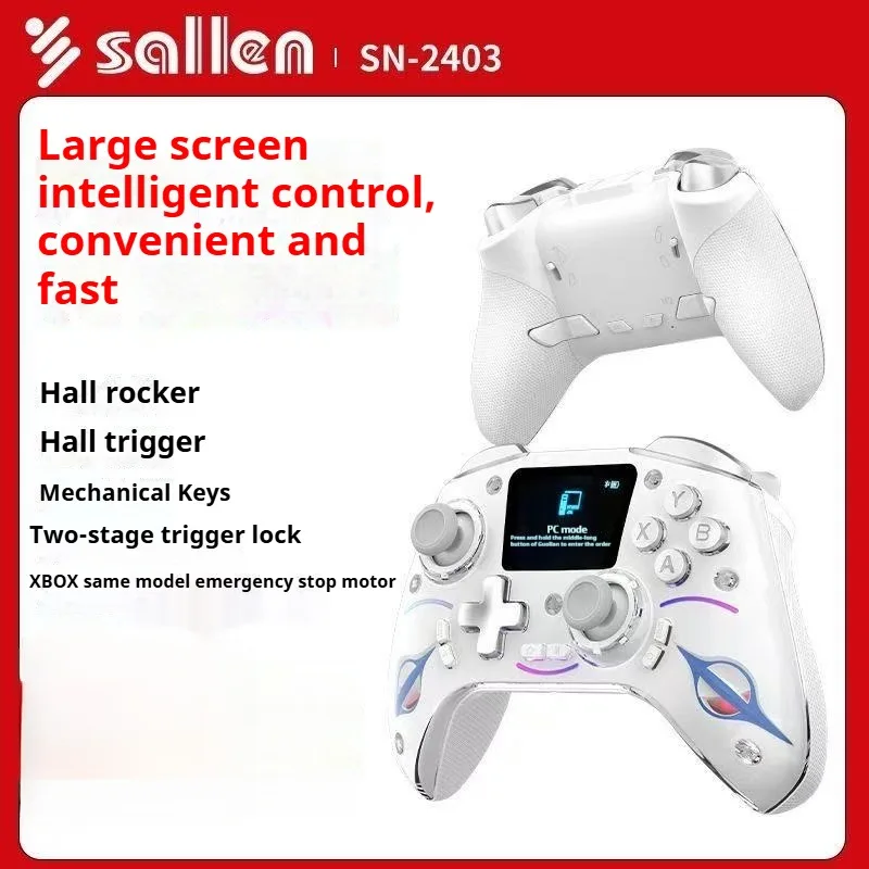 

Беспроводной игровой контроллер с экраном 2 дюйма | Джойстик и триггер для зала | 4 задних кнопки | 6-осевой гироскоп | RGB Light | Многоплатформенная (П