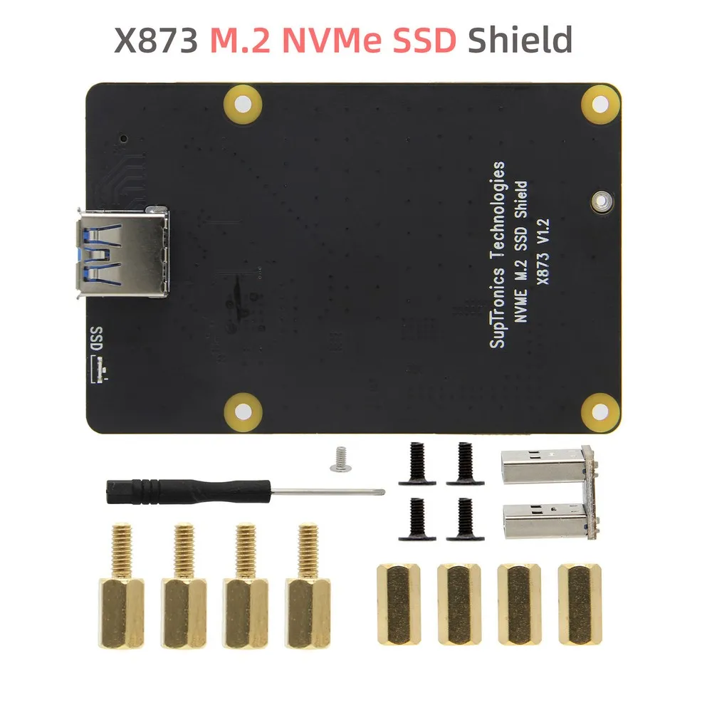 Raspberry Pi X873 NVMe M.2 2280 SATA SSD Shield, X873 V1.2 Expansion Board for Raspberry Pi 4 Model B