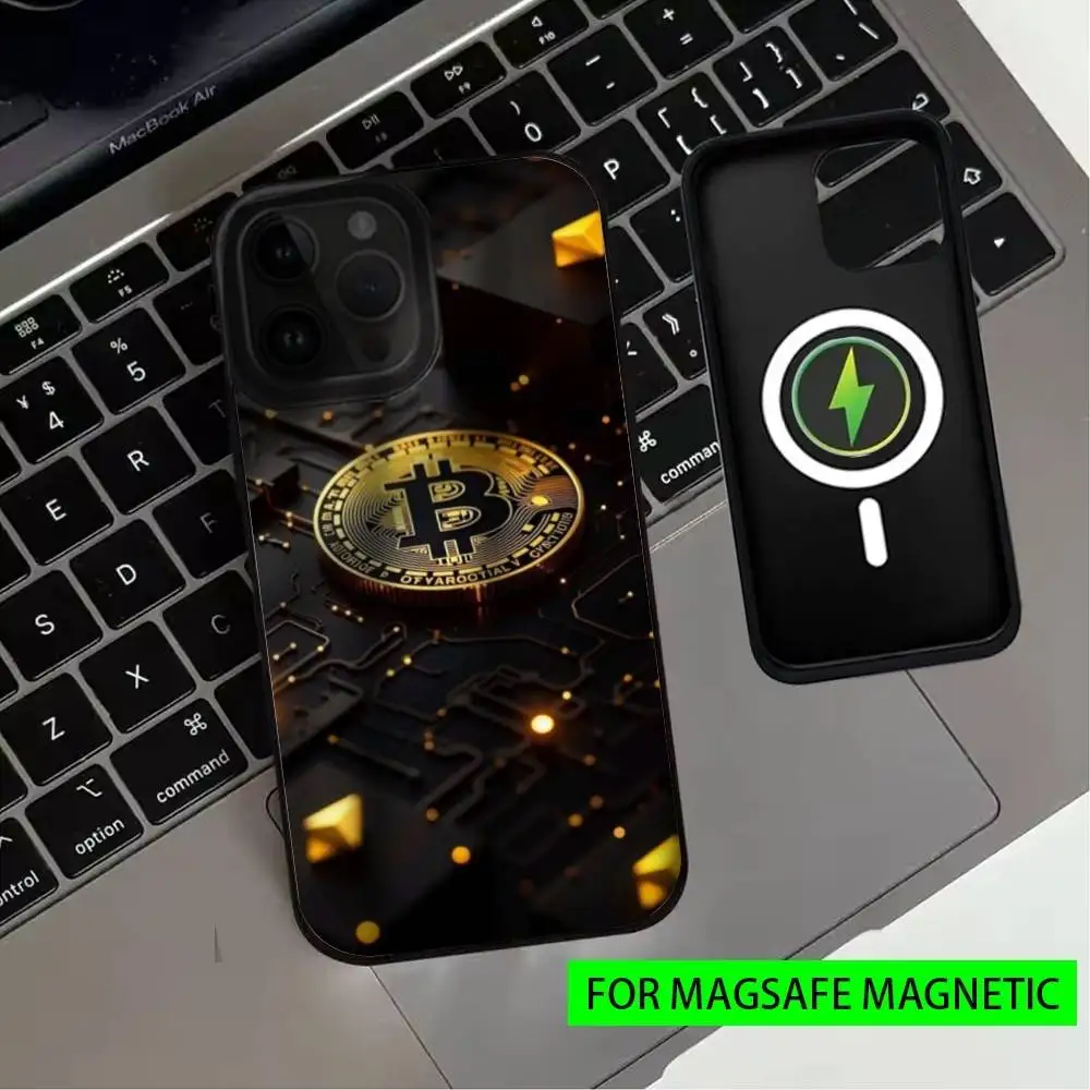 حافظة هاتف B-Bitcoin D-Digital C-Currency لهاتف iPhone17,16,15,14,13,12,11 Plus، Pro Max Magnetic للشحن اللاسلكي Magsafe #3
