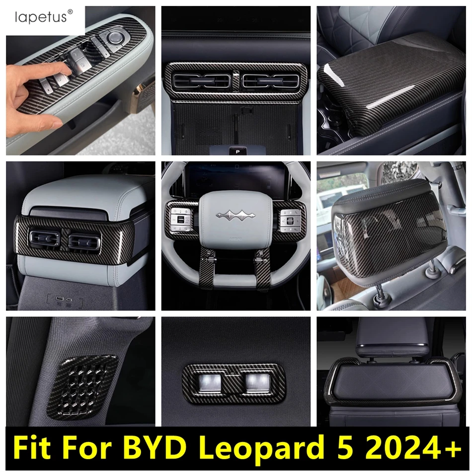 

For BYD Leopard 5 2024 2025 Seat Backrest Strip / Air AC Vent / Steering Wheel Cover Trim 5D Carbon Fiber Look ABS Accessories