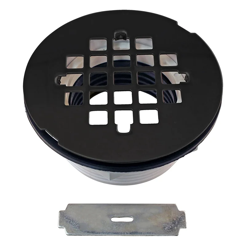 

A76X-2" PVC Compression Shower Drain No-Caulk Design With 4-1/4" Round Grid Cover Bathtub Floor Drain