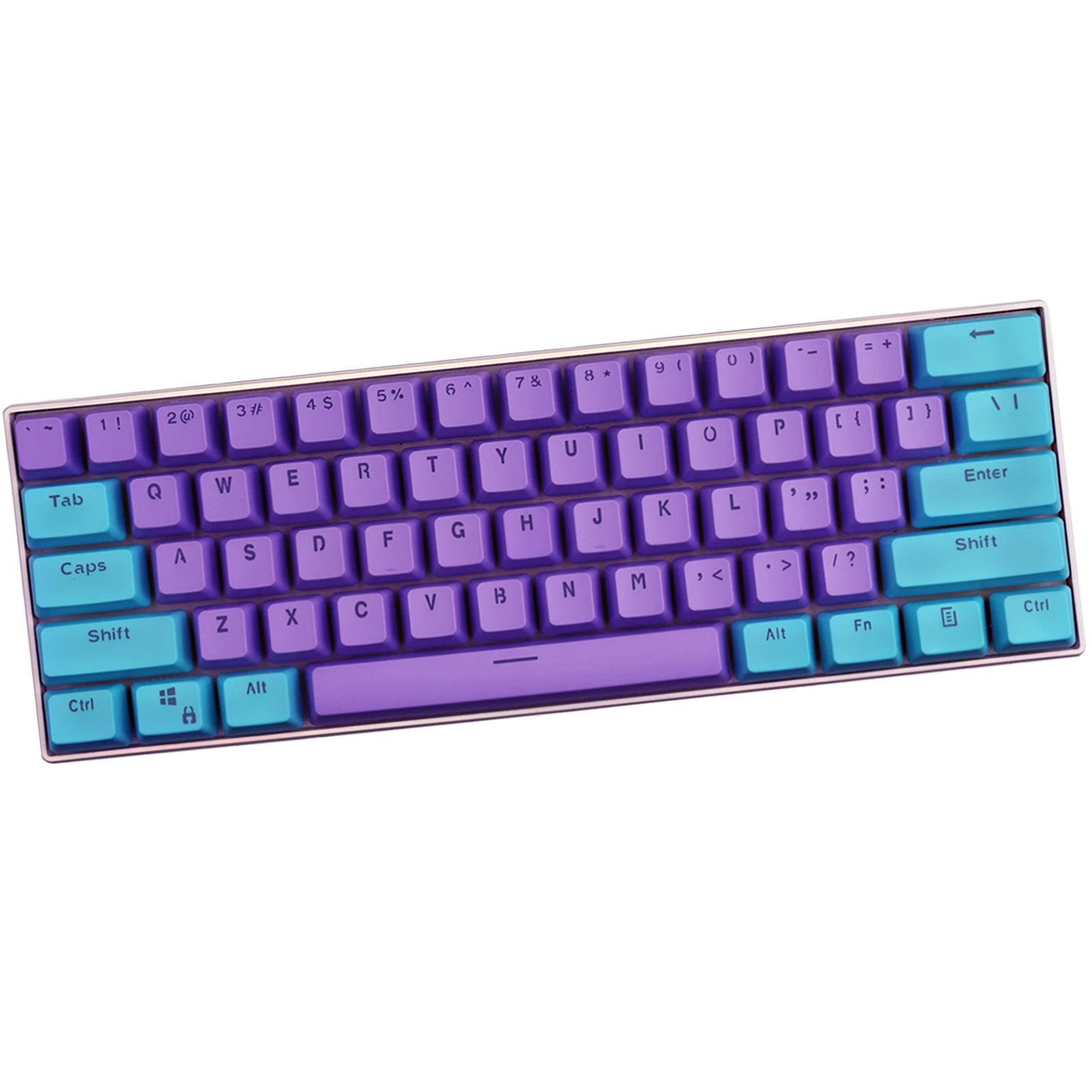 Blue purple PBT double color keycap OEM height character light transmission suitable for 61/87/104 mechanical keyboard