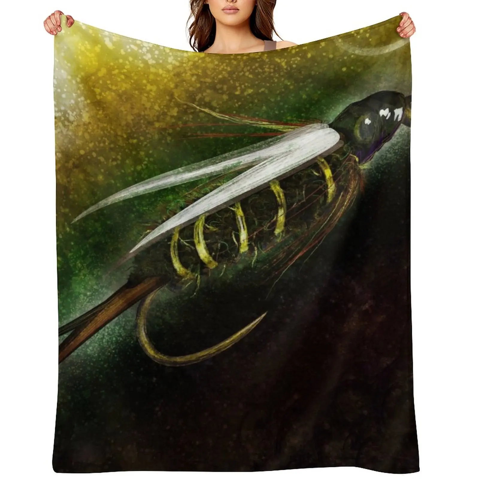 Prince Nymph Fly Fishing Illustration Throw Blanket Stuffeds Plaid Giant Sofa Hairys Blankets