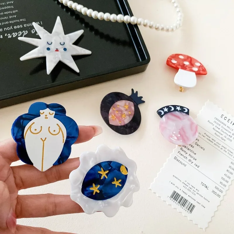 Cartoon Planet Hair Clip Funny Girls Star Acetate Shark Hairpin Cute Sewant Mushrooms Jewelry Girl's Gift For Women Accessories