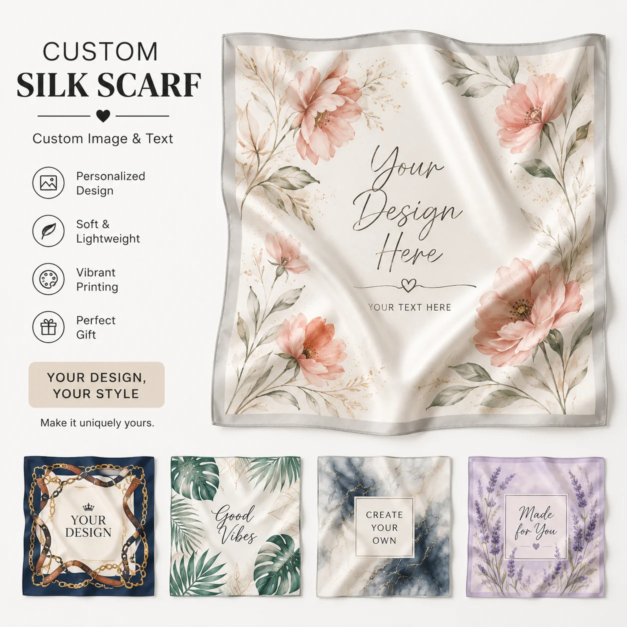 Custom Logo Silk Scarf Persona - Wedding Souvenir 评论和价格