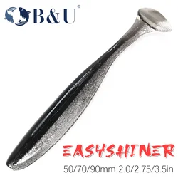 B&U-Soft Worm Lures, Easy Shiner, Artificial Baits, Odor Added for Bass Fishing, Wobblers, 50mm, 70mm, 90mm