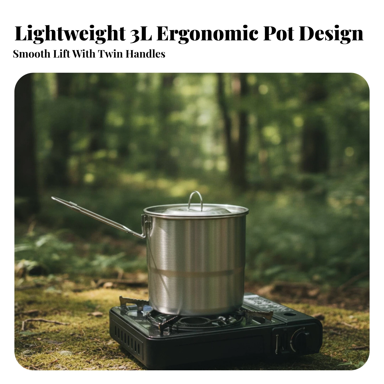 Cookware Portable Camping Pot with Micro-Pressure Lid Stainless Steel Pot with Clamp Handles Long-Lasting for Campers, Campsites