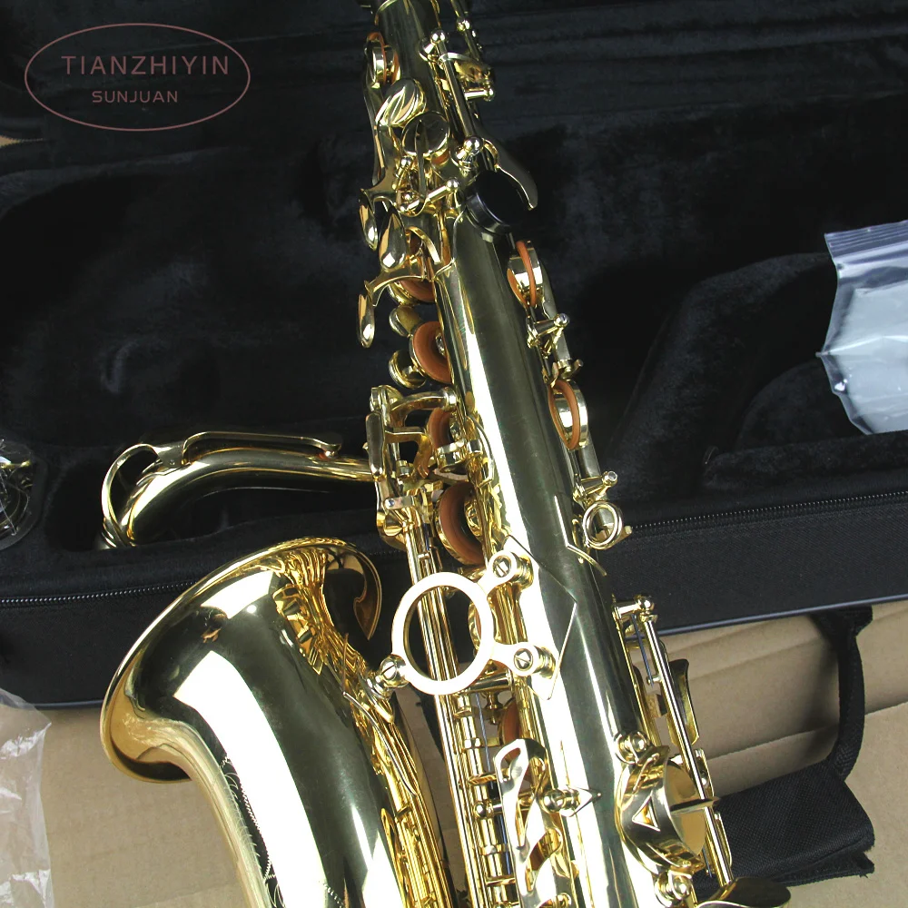 Be Alto Saxophone Brass Lacquered Gold E Flat Sax Type Woodwind Instrument With Cleaning Brush Cloth Gloves Strap