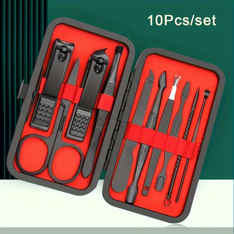 Black and Red Nail Set 7/10/12/20/24pcs Manicure Set, Stainless Steel Professional Pedicure Kit Nail Scissors Grooming Kit