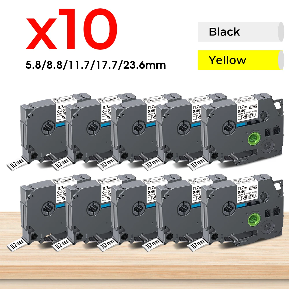 

11.7mm HSe-231 Compatible Brother Heat Shrink Tube Tape HSe 231 hse231 for Brother P Touch Printer PTH110 P750WVP P950NW Labeler