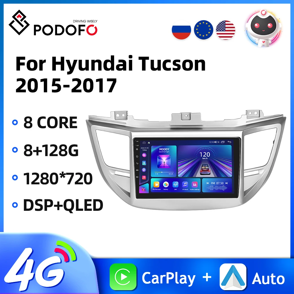 

Podofo 8Core 2din Car Radio Carplay For Hyundai Tucson 2015-2017 Android Multimedia Video Player GPS Navi WIFI 2din Head Unit