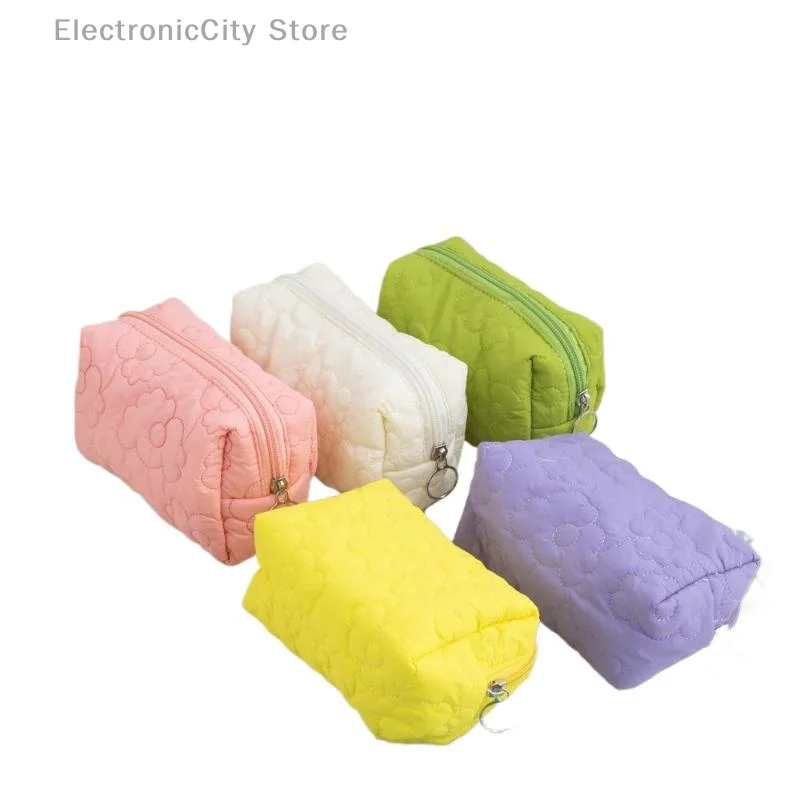 1 قطعة لون الحلوى الموضة سعة كبيرة حقيبة مستحضرات تجميل للسفر مبطن زهرة حقيبة التخزين المحمولة المحمولة زهرة مطبوعة حقيبة التخزين #6