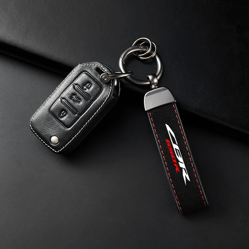 For Honda CBR650R CBR 650R 650 R 2018-2024 Accessories High-Grade Leather Suede Keychain Motorcycle Key Ring