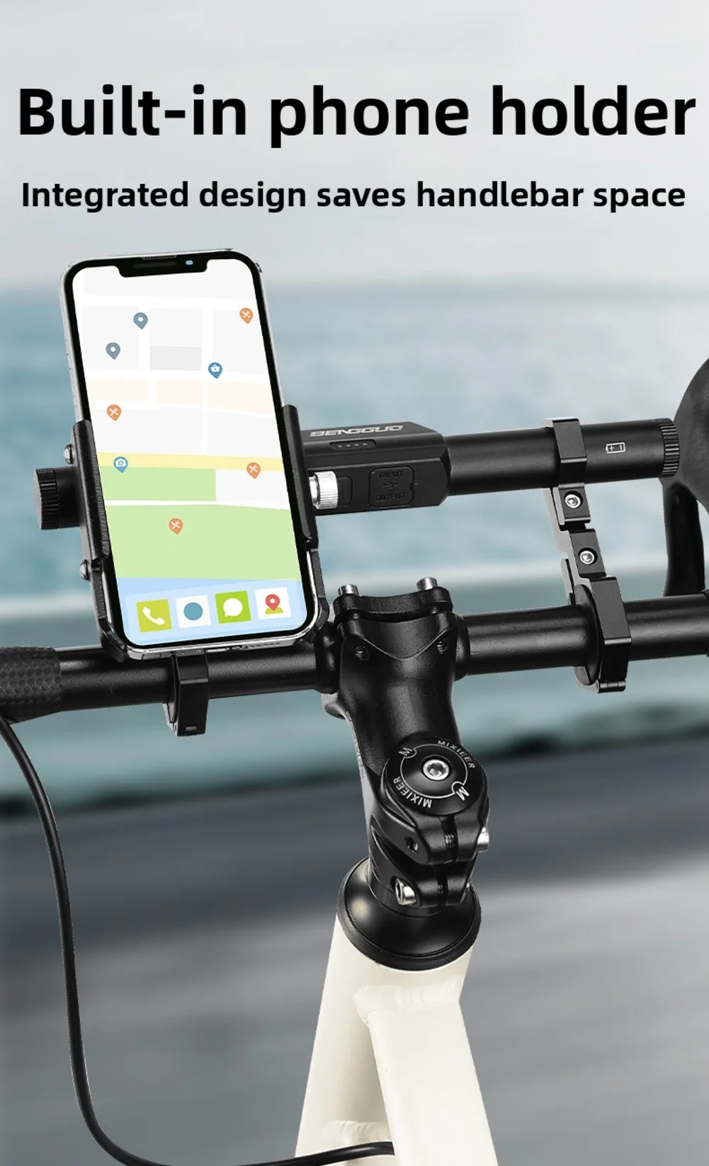 

Multi-Purpose Bicycle Extension Mount - Aluminum Alloy Handlebar Rack With Light & Phone Holder Cycling Handlebar Accessory