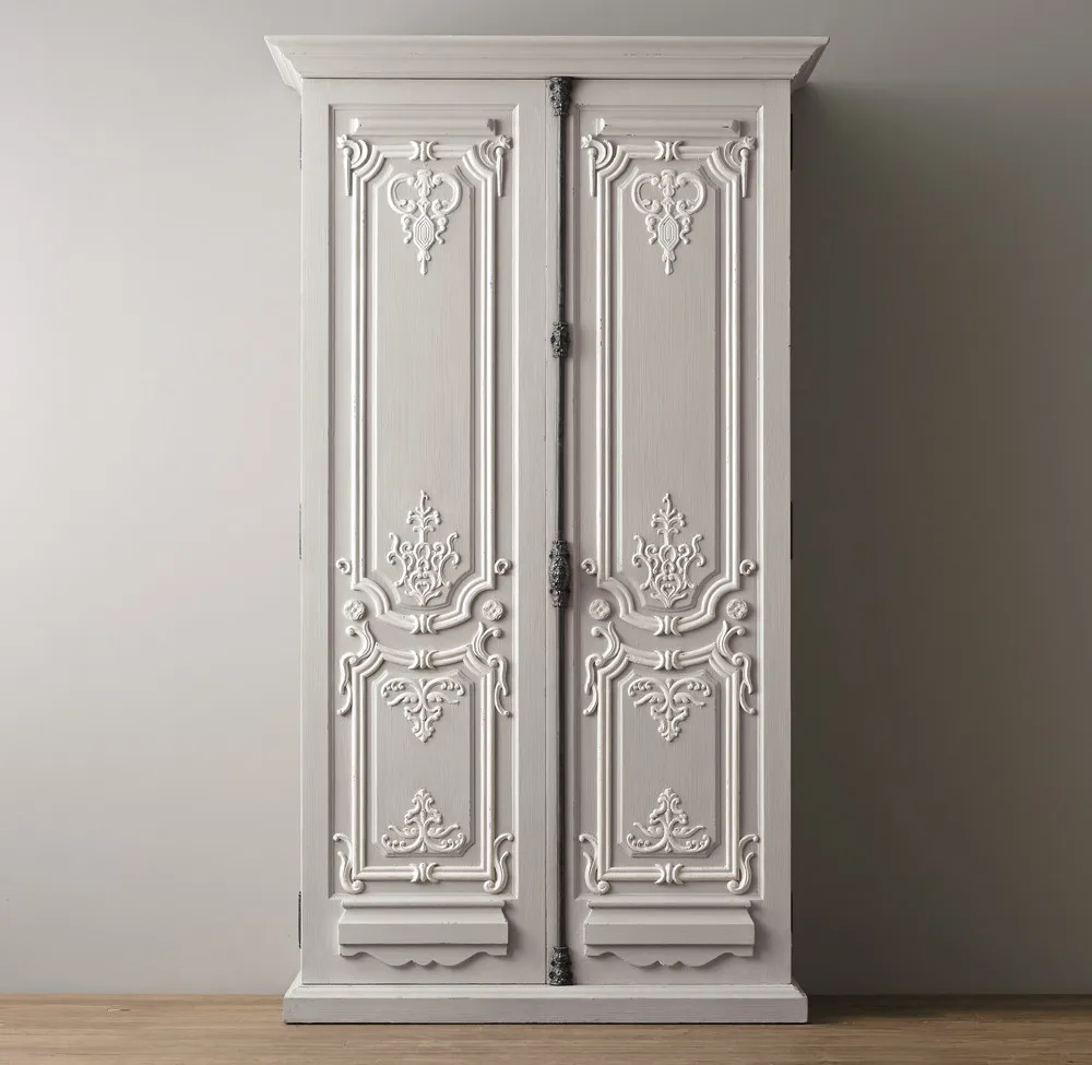 

Rocko wardrobe swing door European style wood carving flower assembly adult art removable wardrobe children American style