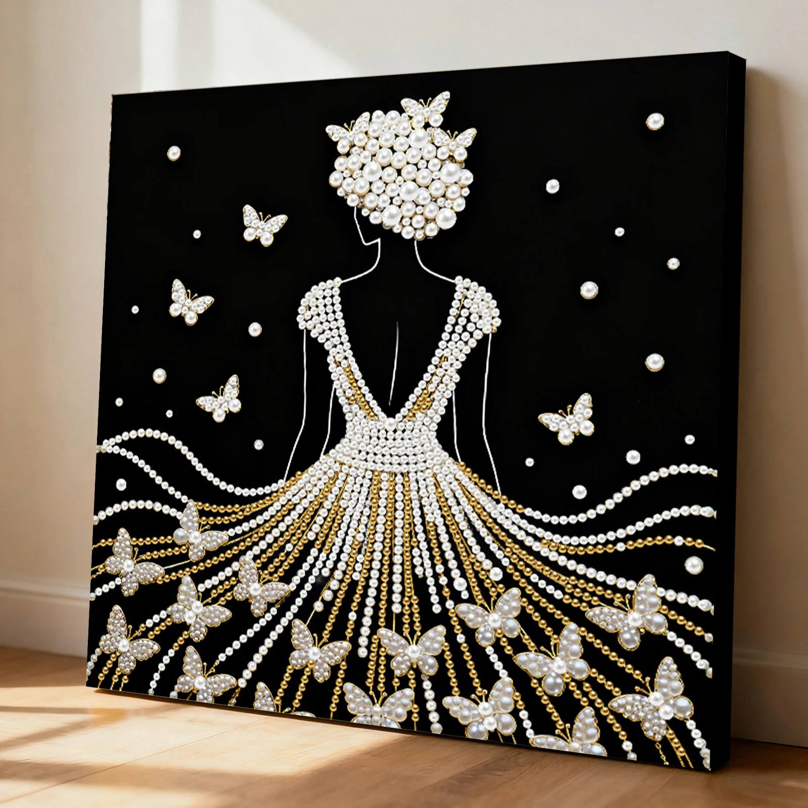 

Girl DIY Pearl Painting Kit for Adults Gift Home Wall Decor 25x25cm With Frame