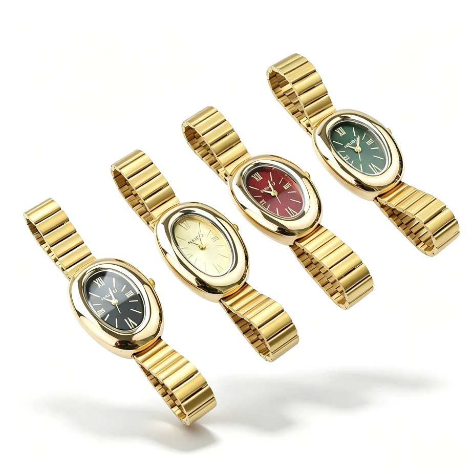 2025 New Oval Beautiful Ladies Watches for Women Girl Simple Leather and Stainless Steel bracelet acier inoxydables