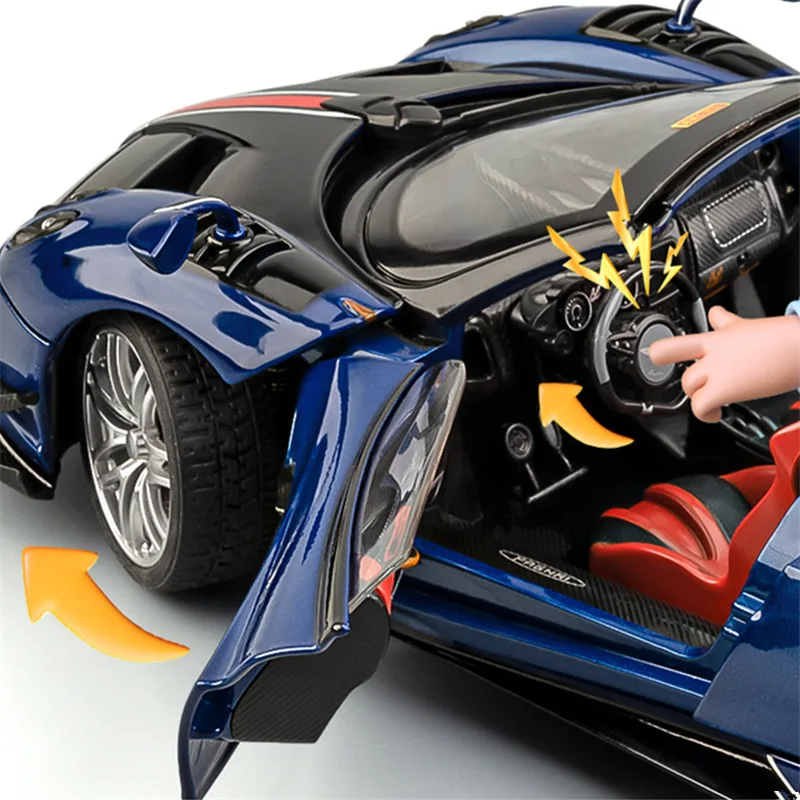New 1:18 Huayra BC Alloy Sports Car Model Diecast Metal Racing Car Vehicle Model Sound and Light Simulation Kids Toy Gift - view 5
