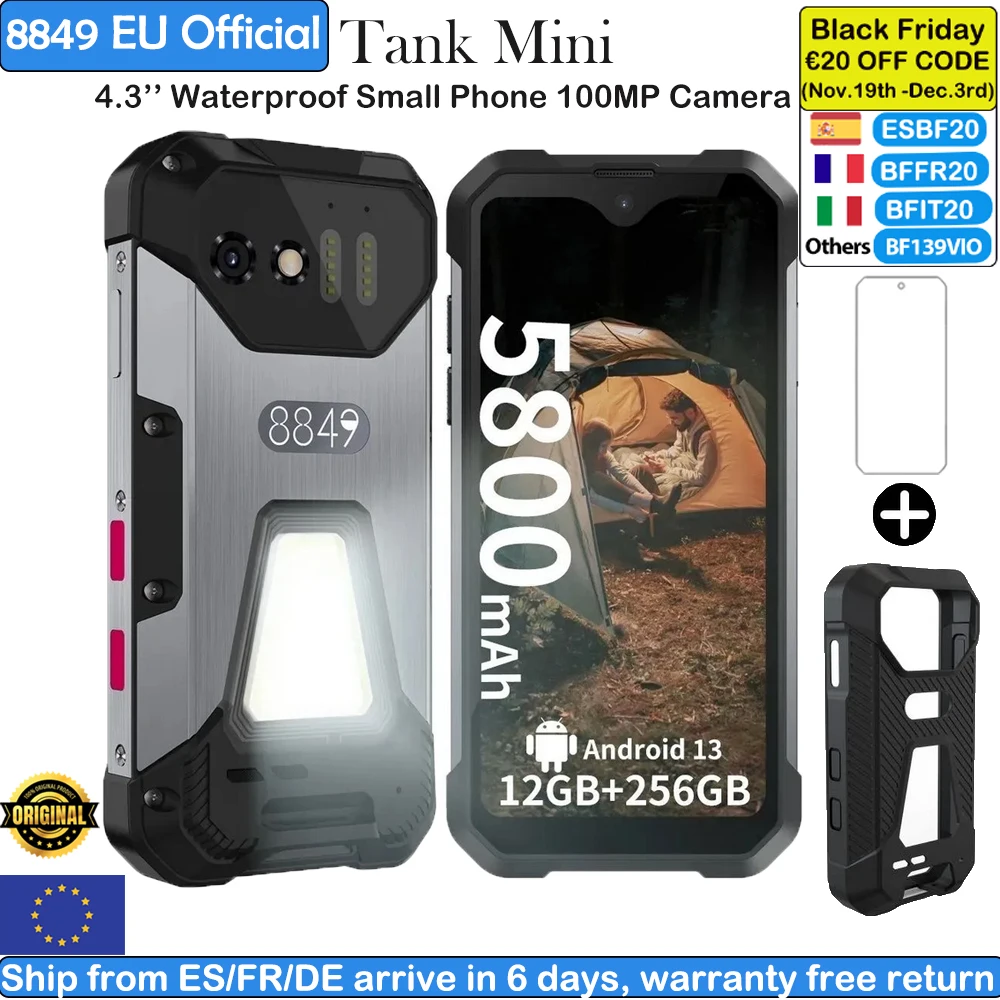 8849 Tank Mini Rugged Smartphone 24GB 256GB 5800Mah 100Mp Camera Cellphone 4.3 Inch Waterproof Mobile Phone