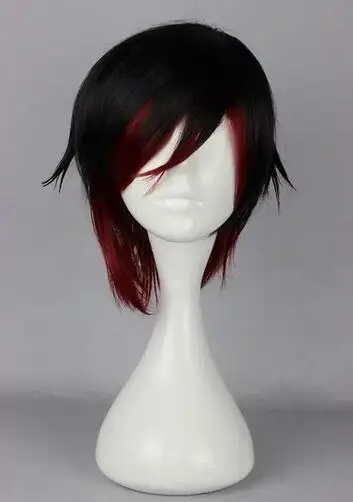 Moda corta nera e rossa RWBY Anime Show Party Hair Anime parrucca qualità Fashion Picture Wig