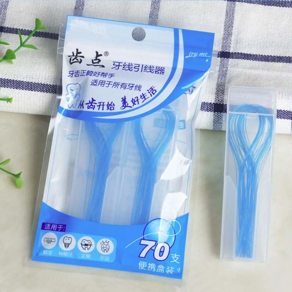 

Nylon Loop Design Dental Floss Threaders Orthodontic Interdental Needle Tooth Brackets Wire Holder Cleaning Disposable for 70Pcs