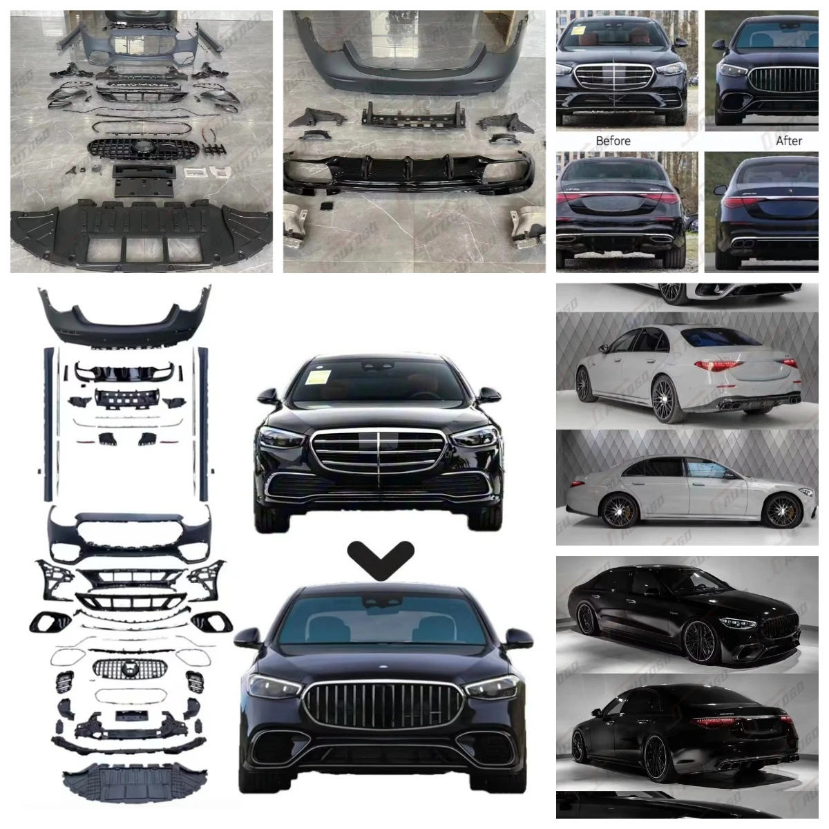 

Flying Wing Refit Full Body Kit Upgrade Racing S63 Modified Facelift For Be-nz S Class W223 S320 S450 S500 Grille Bumper