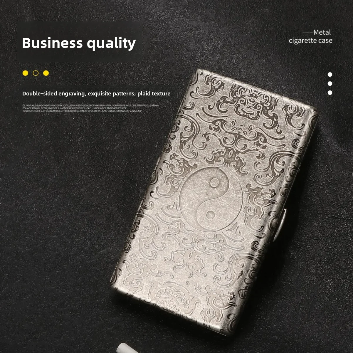 

Six-sided Relief Auspicious Cloud Tai Chi Pattern Ancient Silver Knurled Can Be Installed 20 Brass Cigarette Box