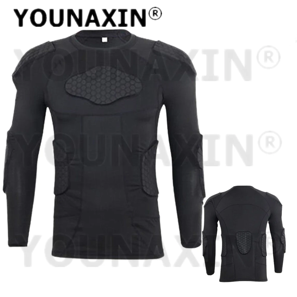 Unisex Black Long Sleeves T-shirts Basketball Boy Football Soccer Cycling Sports Top Anti-collision Quick Dry M L XL 2XL 3XL