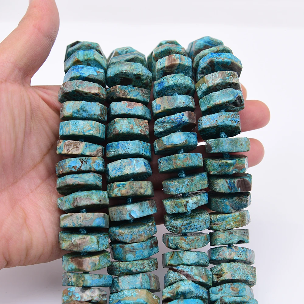 APDGG Large 20mm Natural Mix Blue Jasper Agates Cutting Wheel Shape Loose Space Beads 17.5'' Strand Jewelry DIY
