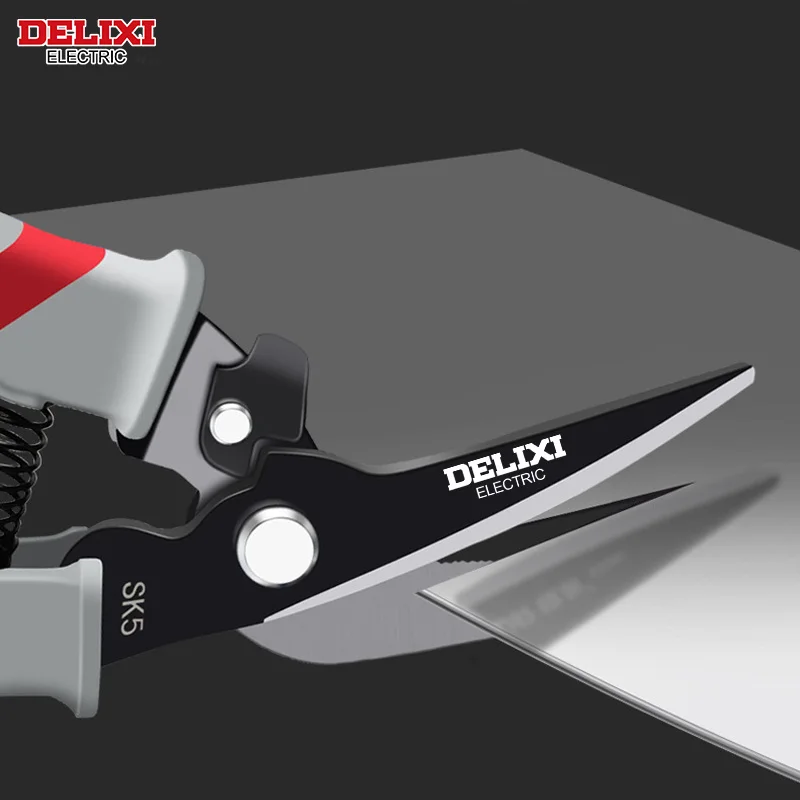 DELIXI ELECTRIC Iron Sheet Scissors，Multifunctional SK5 Steel Industrial Shears Hard and Wear-resistant Iron Cutter Hand Tools