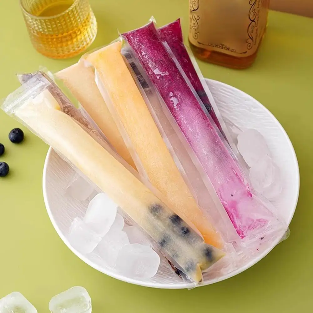 Disposable Transparent Ice Popsicle Bags DIY Ice Cream Pops Fruit Juice Smoothies Yogurt Mold Bag with Zipper Kids Ice Lolly Bag