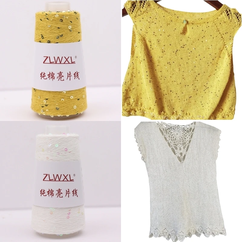 

Новый цвет Блэк пряжа 100 г 800 м 3 мм хлопчатобумажная пряжа с блестками DIY вязаное украшение крючком вязаная пряжа