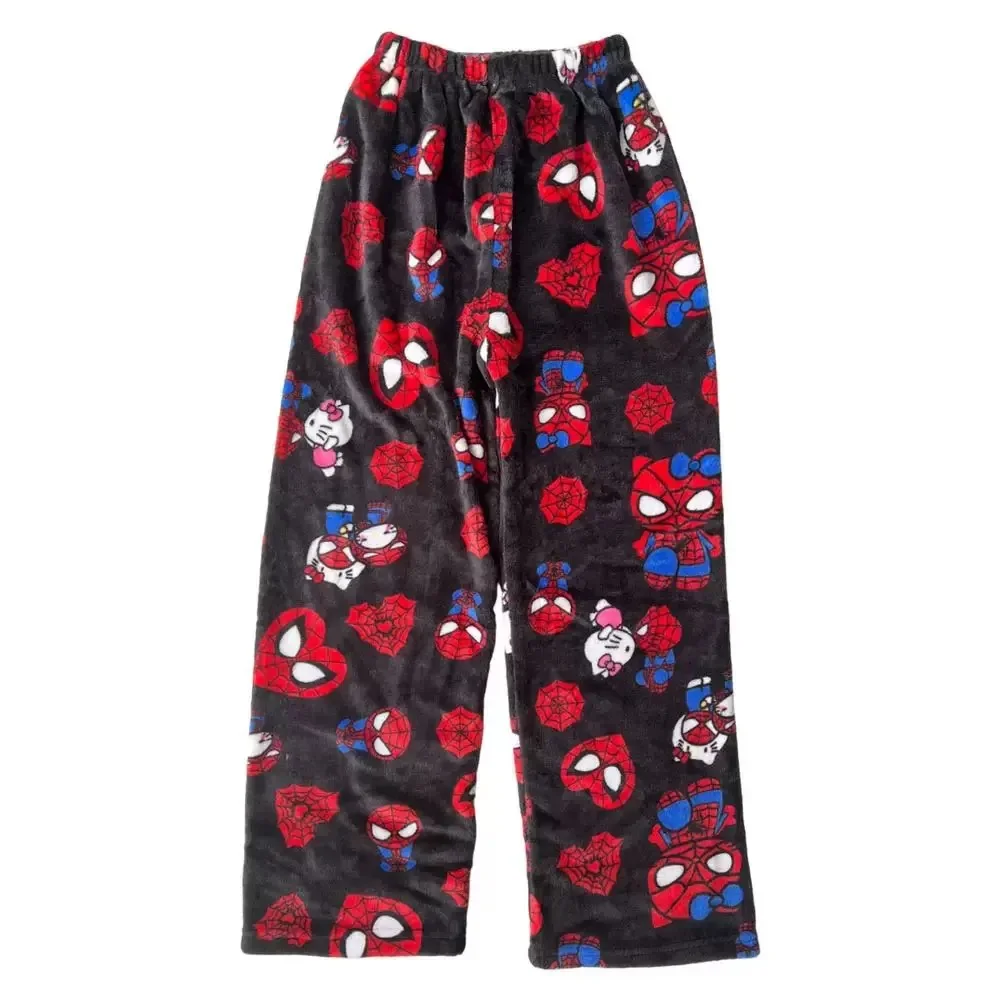 Y2K Hello Kitty SpiderMan pantalons de couchage Anime pyjama pantalon flanelle pantalons décontractés dessin animé confortable vêtements de détente pantalon Couple cadeau