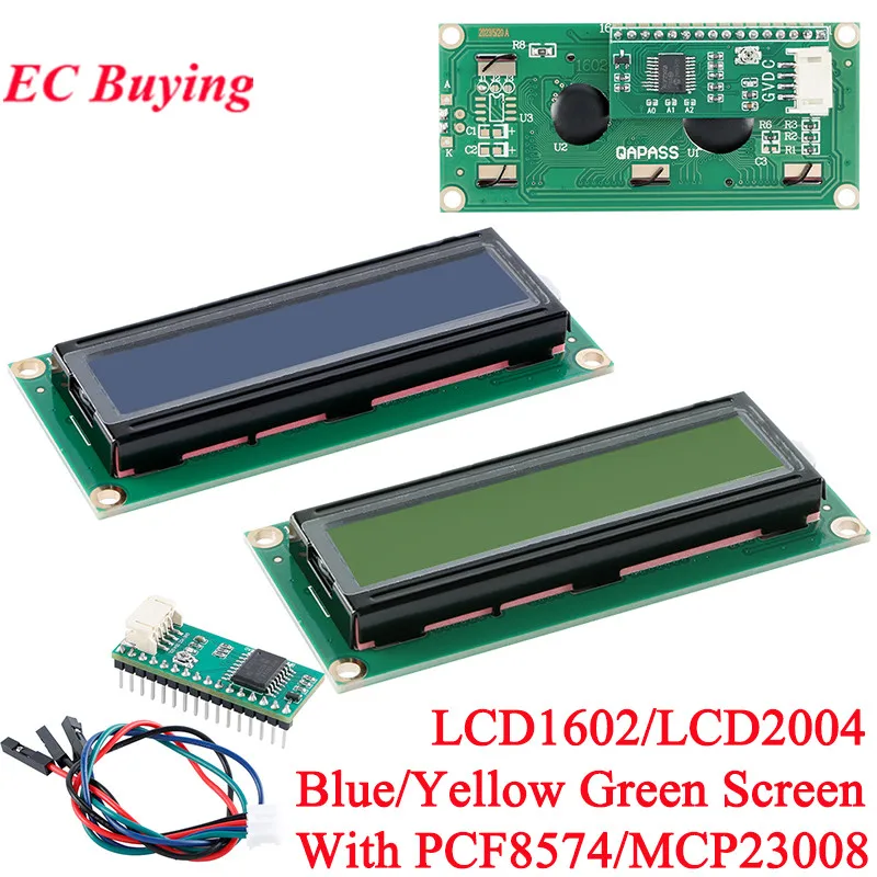 

LCD1602 1602 LCD2004 2004A LCD Module Blue Yellow Green Screen 16x2 20x4 Character Display PCF8574 MCP23008 5V IIC I2C Interface