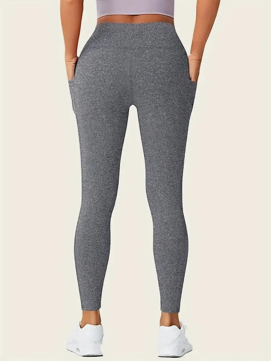 Pantalones de yoga de color sólido con bolsillo, leggings de fitness de alto estiramiento para mujer, entrenamiento con control de barriga, ropa deportiva para correr, 4-