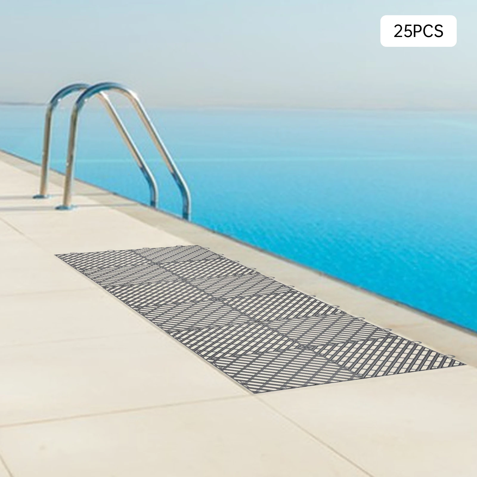 25 قطعة من الجرافيت المتشابك، بلاط الصرف 12 × 12 × 0.5 بوصة، بلاط متشابك خارجي لسطح حمام السباحة #1